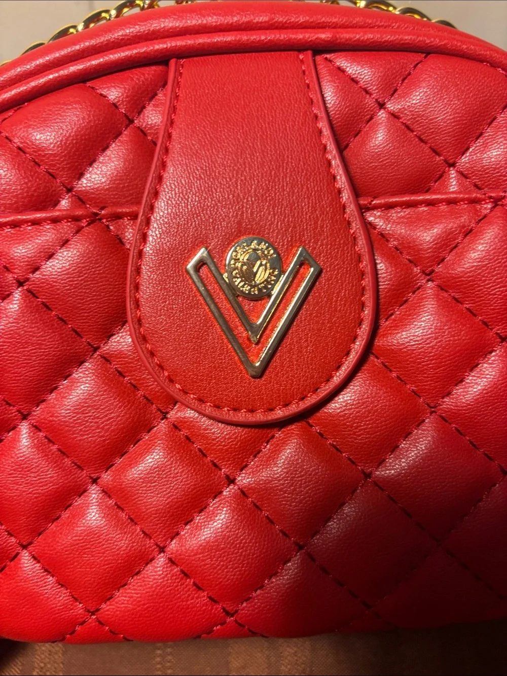NWT Valentino Orlandi Red Quilted Crossbody Shoulder Camera Bag with Dust Bag